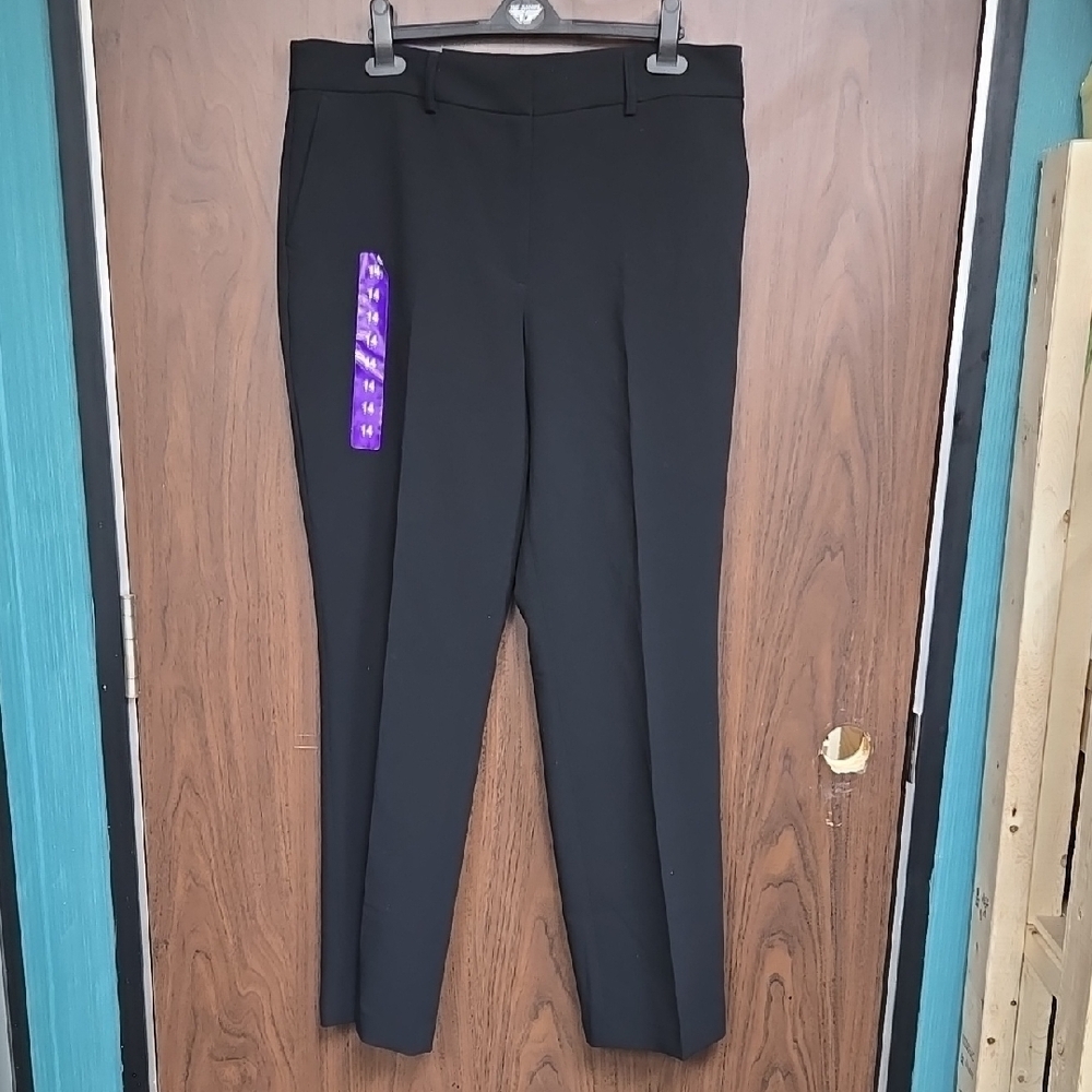 Hilary Radley Black Mid Rise Straight Leg Trouser Pants